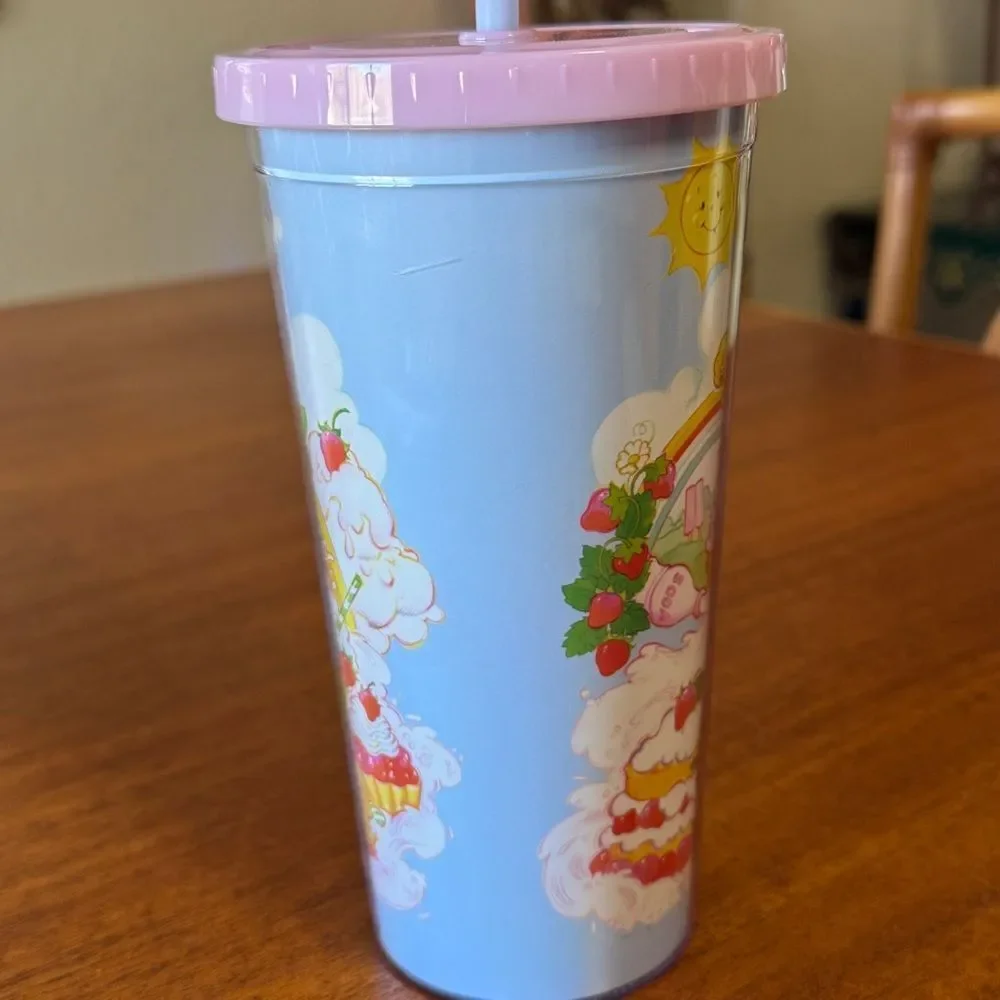 Mad Engine 24 Oz. Strawberry Shortcake Tumbler Rainbow Ice Cream Pink Straw